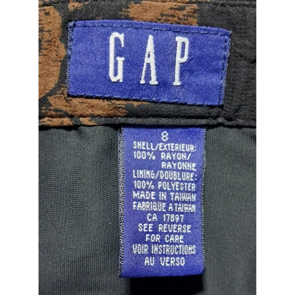 VTG 90s GAP Floral Mini Skirt Size 8 Side Zip Y2K Black Rose Scallop Ray - Picture 2 of 7